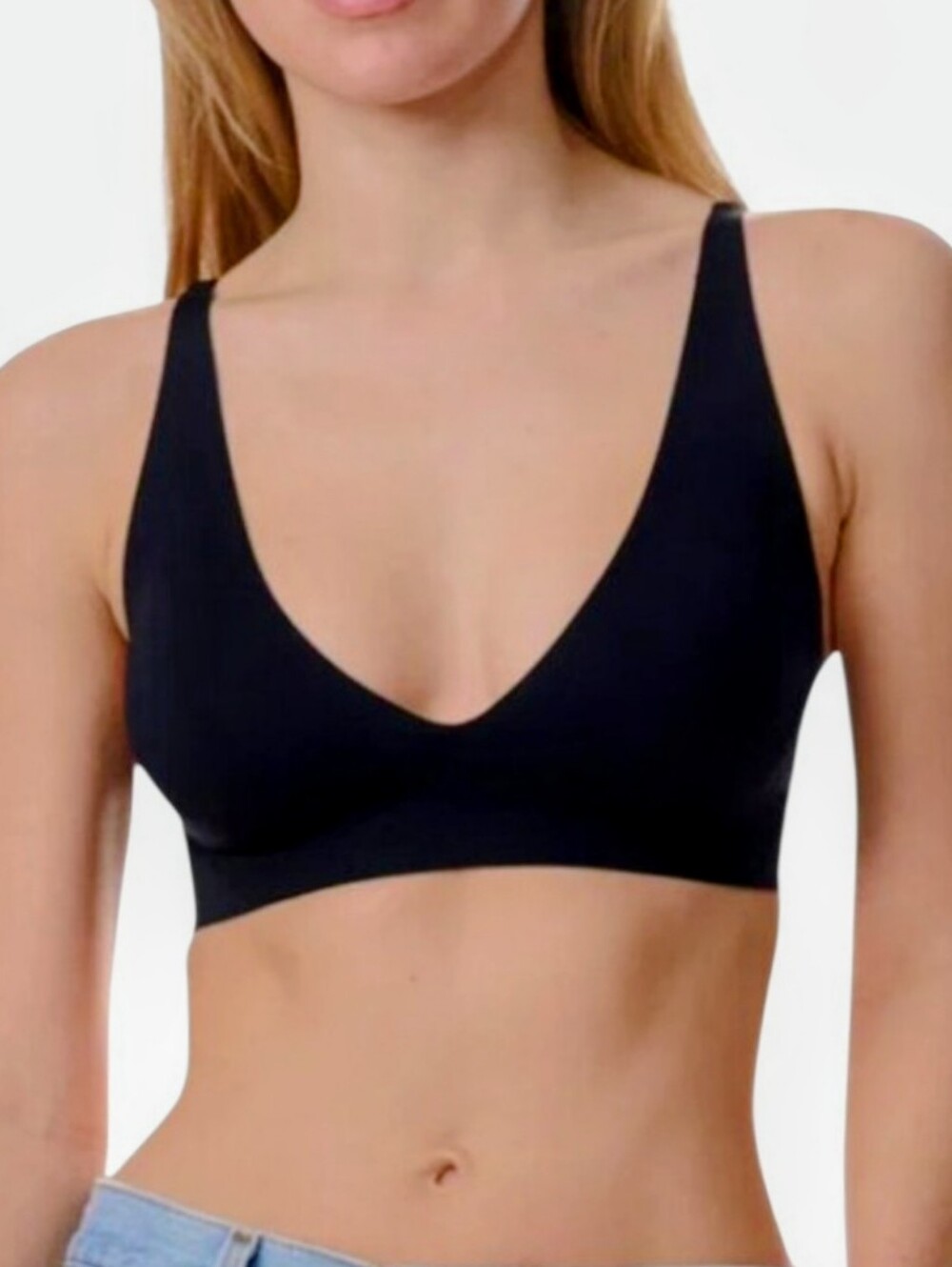 Splendid Black Seamless Plunge Bra size large